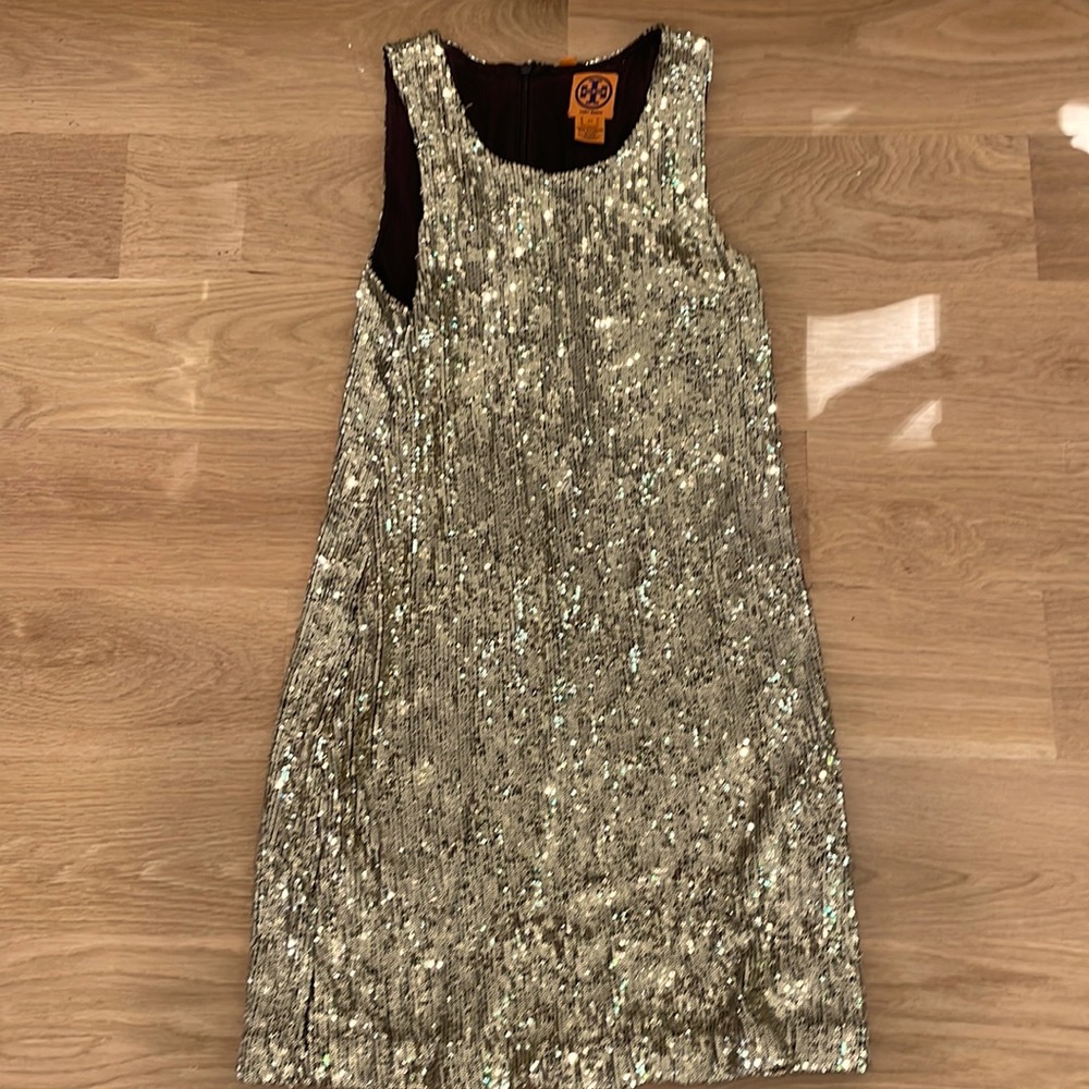 Tory Burch sz XS gold sequin dress